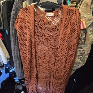 Altar'd State Open Knit Cardigan - Rust